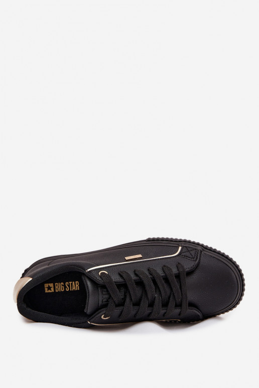 Damskie SneakersywithEko Skóry Big Star SS274025 Czarno-Złote
