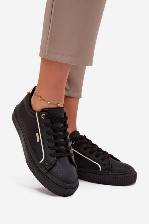 Ladies Sneakers Made Of Eco Leather Big Star SS274025 Black-Gold Ladies Sneakers Made Of Eco Leather Big Star SS274025 Black-Gold