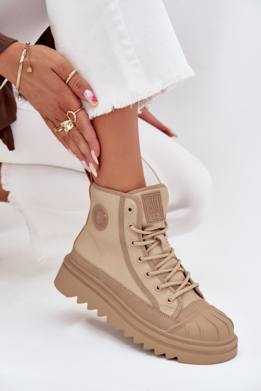 Wysokie Trampki Damskie Ocieplane Big Star OO274A356 Beżowe