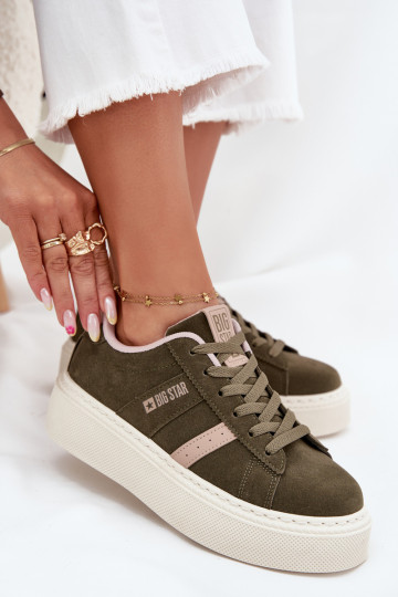 Sneakersy Damskie Na Platformie Big Star SS274349 Zielone