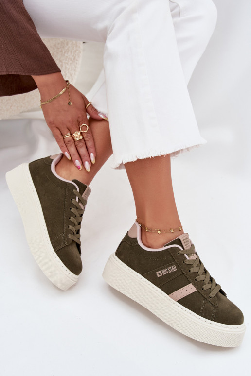 Sneakersy Damskie Na Platformie Big Star SS274349 Zielone