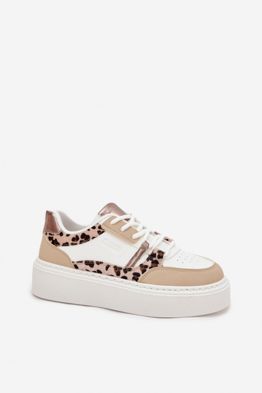 Women's Platform Sneakers Big Star SS274357 Panther White-Beige