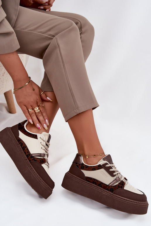 Women's Platform Sneakers Big Star SS274356 Leopard Brown-Beige