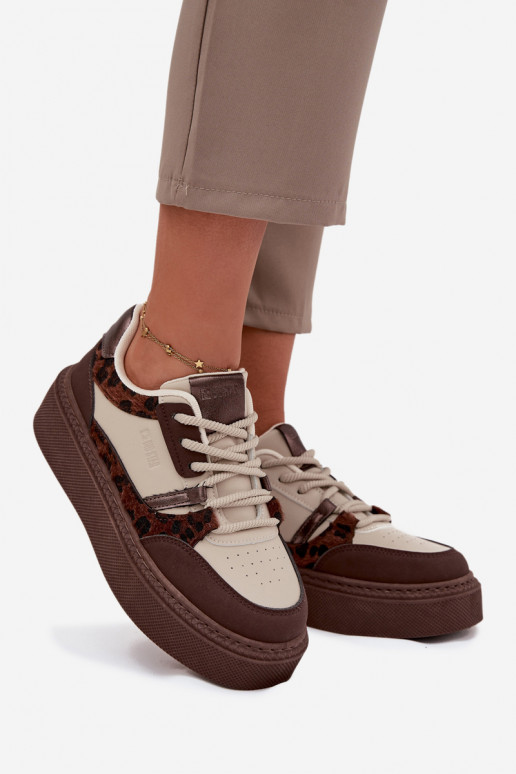 Women's Platform Sneakers Big Star SS274356 Leopard Brown-Beige