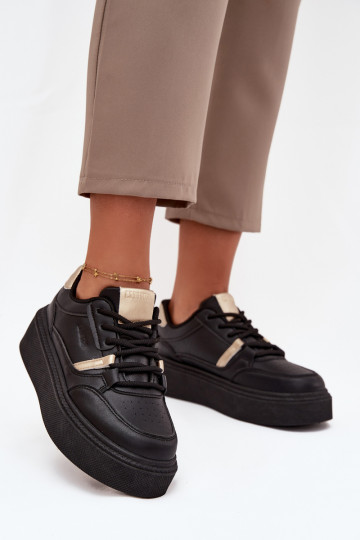 Damskie Sneakersy Na Platformie Big Star SS274360 Czarne 2