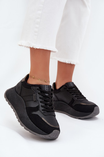 Warm Women Sneakers On Platform Big Star SS274007 HI-POLY SYSTEM Black