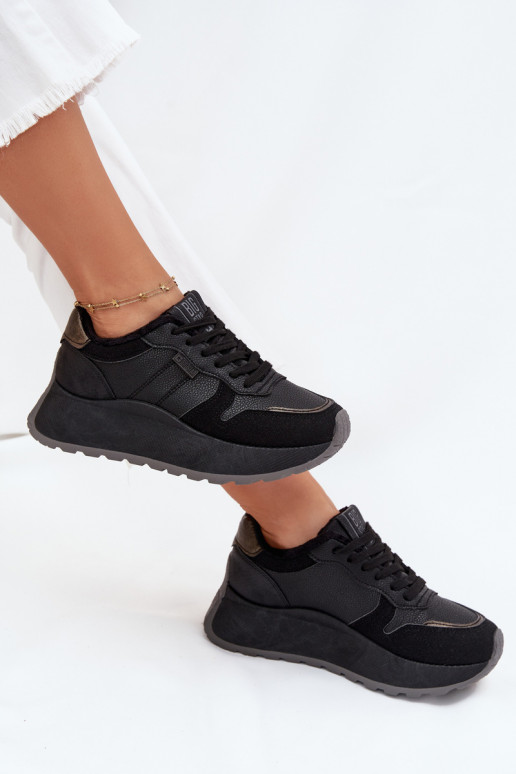 Warm Women Sneakers On Platform Big Star SS274007 HI-POLY SYSTEM Black
