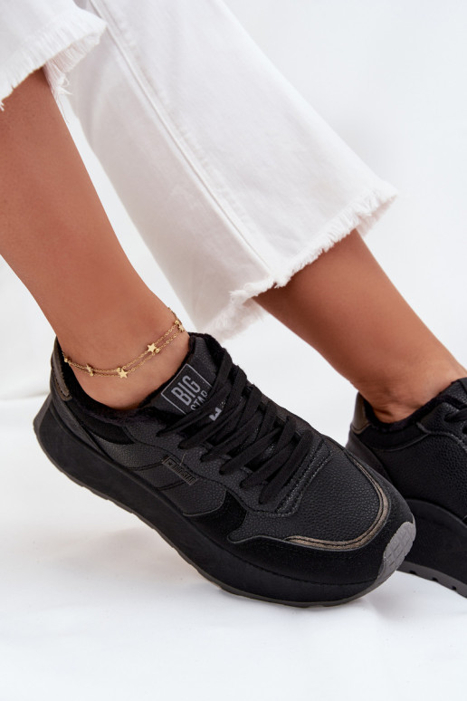 Warm Women Sneakers On Platform Big Star SS274007 HI-POLY SYSTEM Black