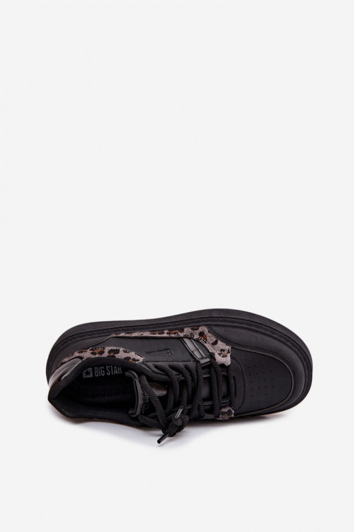 Damskie Sneakersy Na Platformie Big Star SS274358 Panterka Czarne