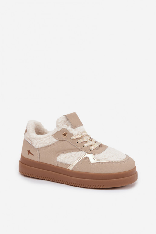 Women's Platform Sneakers with Sheepskin Beige Frelina Women's Platform Sneakers with Sheepskin Beige Frelina