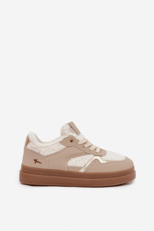 Women's Platform Sneakers with Sheepskin Beige Frelina Women's Platform Sneakers with Sheepskin Beige Frelina