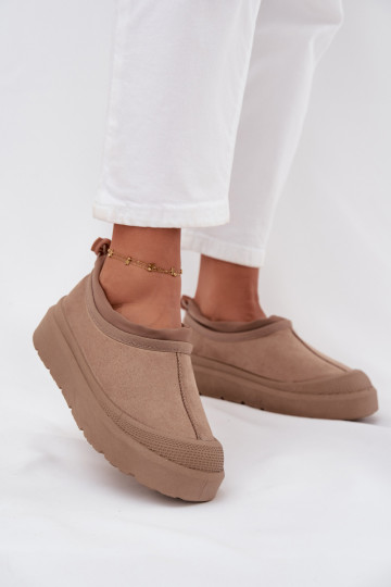 Women's Snow Boots On Platform With Low Shaft Dark Beige Izamine 2