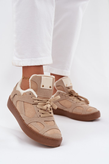 Women's Sneakers on Platform with Furry Lining Beige Solvia 2