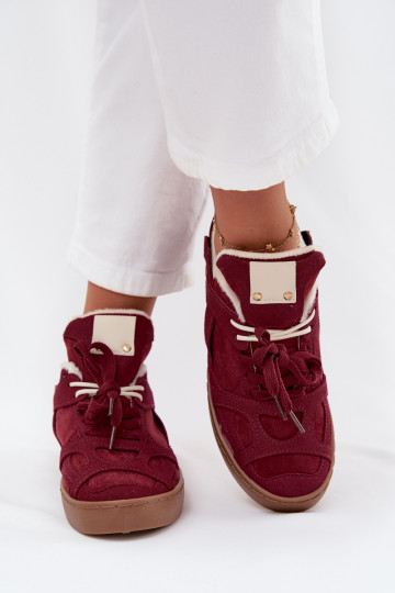 Women's Sneakers Platform with Fur Lined Bordeaux Solvia 2