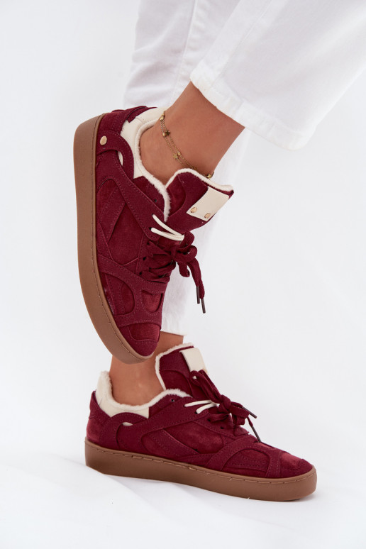 Women's Sneakers Platform with Fur Lined Bordeaux Solvia