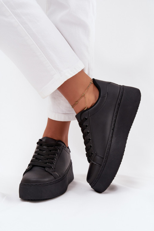 Sneakersy Damskie Na Platformie Czarne Sallira Sneakersy Damskie Na Platformie Czarne Sallira