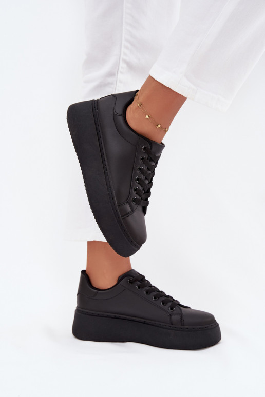 Sneakersy Damskie Na Platformie Czarne Sallira Sneakersy Damskie Na Platformie Czarne Sallira