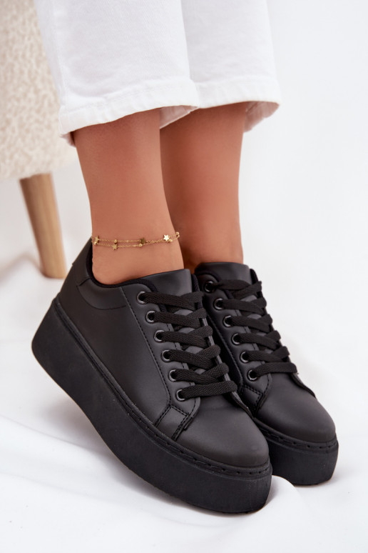 Sneakersy Damskie Na Platformie Czarne Sallira Sneakersy Damskie Na Platformie Czarne Sallira