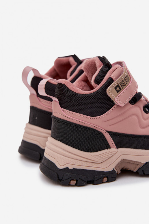 Trapery Śniegowce Dziecięce Na Rzep Big Star SS374011 Różowe