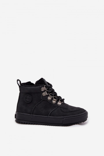 Buty Trekkingowe Trapery Dziecięce Ocieplane Big Star SS374075 Czarne 2