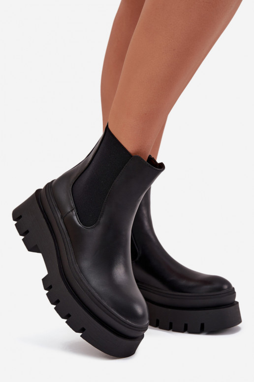 Insulated Women's Chelsea Boots On Platform Black Ismira