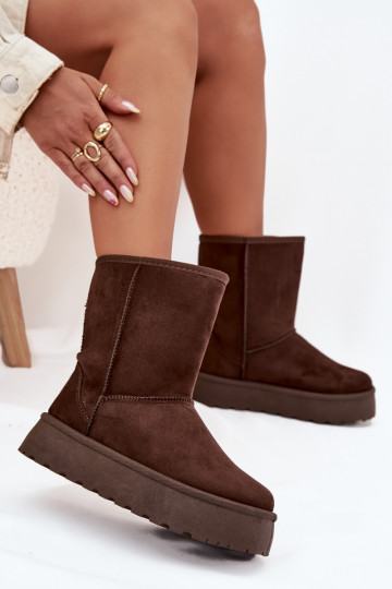 Ladies Insulated Snow Boots With Fur Chocolate Abrams