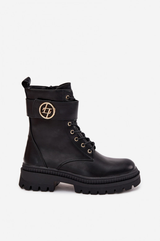 Ladies Work Boots With Gold Detail Insulated Black Fiorena Ladies Work Boots With Gold Detail Insulated Black Fiorena