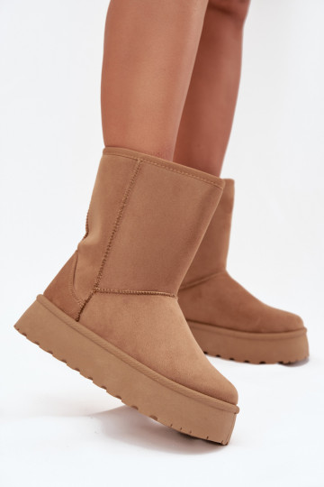 Women's Insulated Snow Boots with Fur Camel Abrams