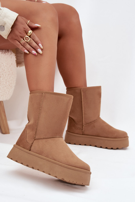 Women's Insulated Snow Boots with Fur Camel Abrams