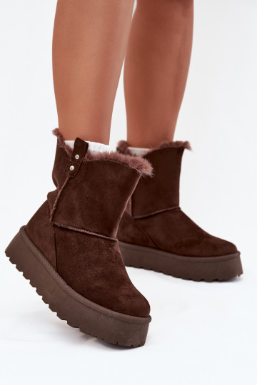 Women's Snow Boots On Platform With Fur Chocolate Evelira 2
