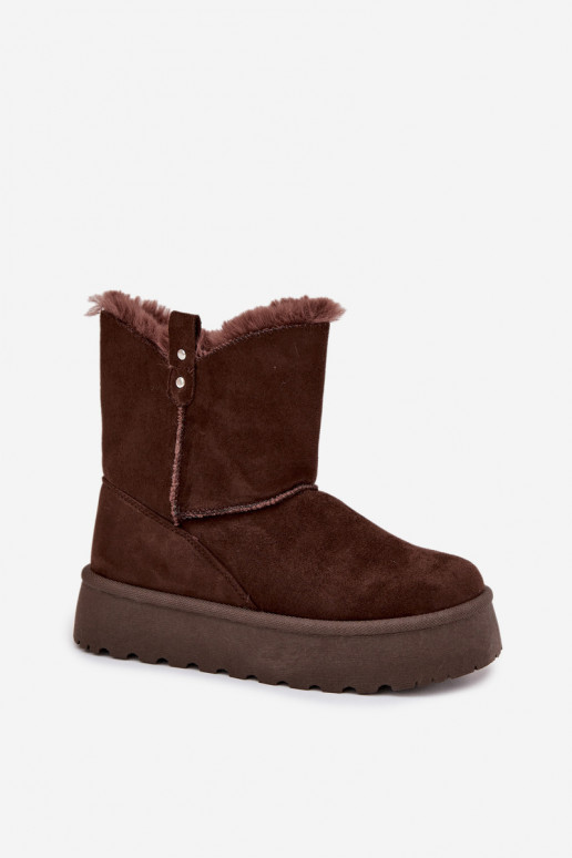 Women's Snow Boots On Platform With Fur Chocolate Evelira