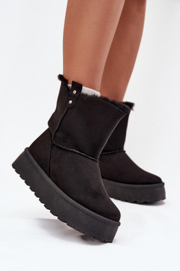 Women's Snow Boots On Platform With Fur Black Evelira 2