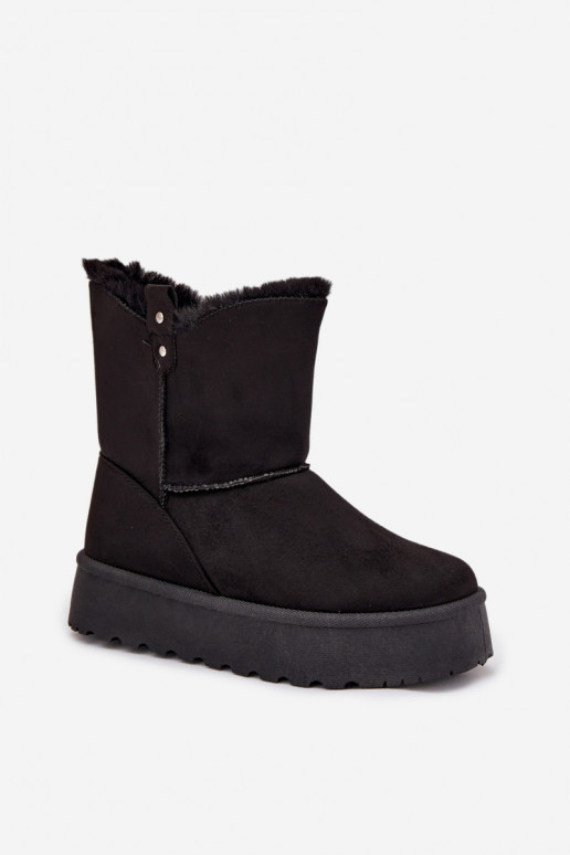 Women's Snow Boots On Platform With Fur Black Evelira