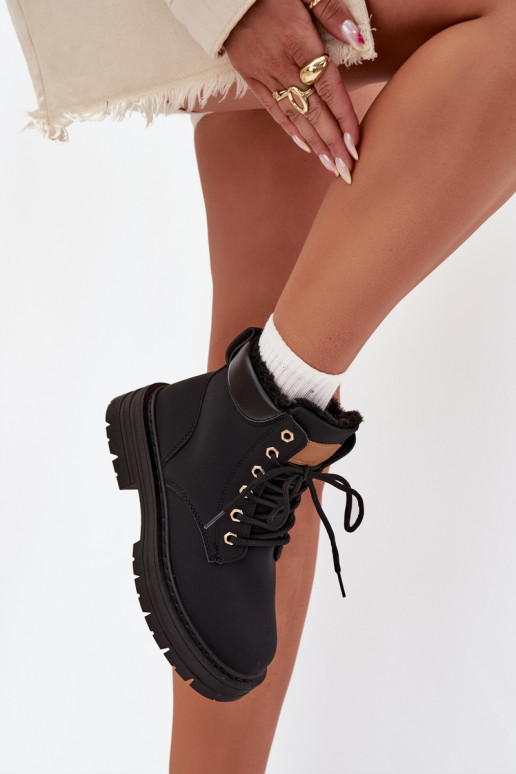 Trapery Damskie Ocieplane Futerkiem Na Zamek Czarne Tharika