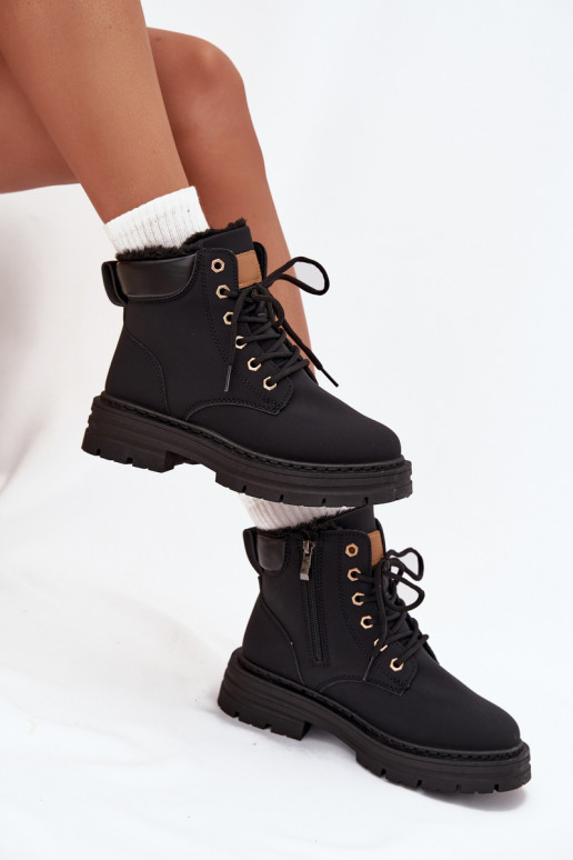 Ladies Insulated Boots With Zipper Black Tharika