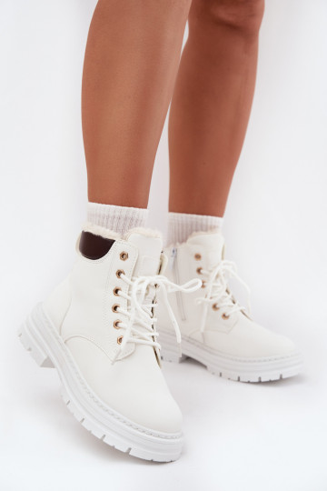 Women's Insulated Ankle Boots With Zip White Tharika 2