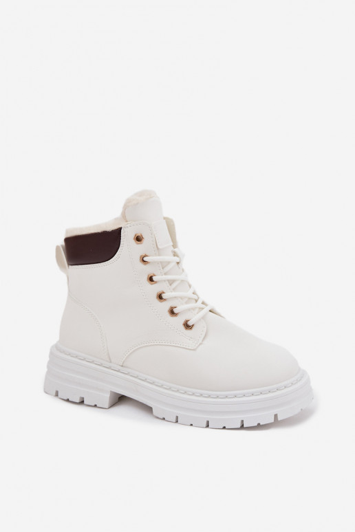 Women's Insulated Ankle Boots With Zip White Tharika