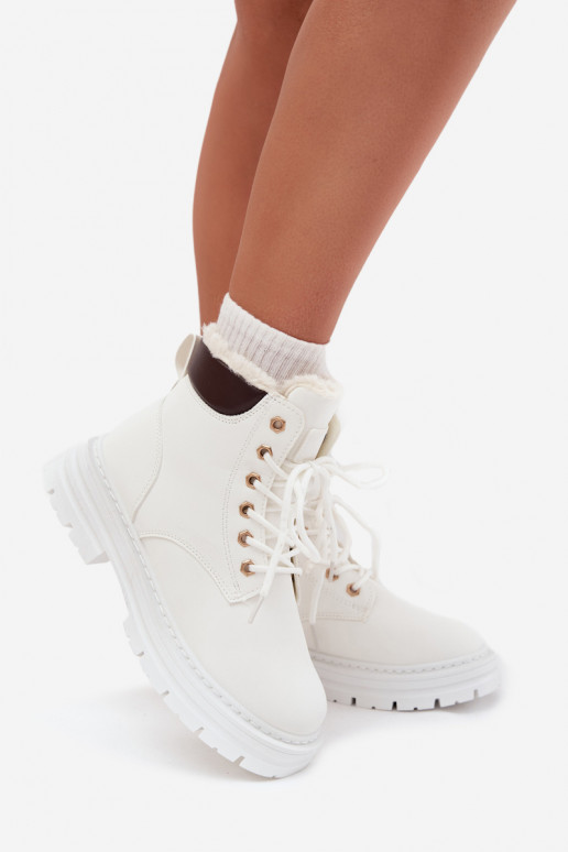 Women's Insulated Ankle Boots With Zip White Tharika
