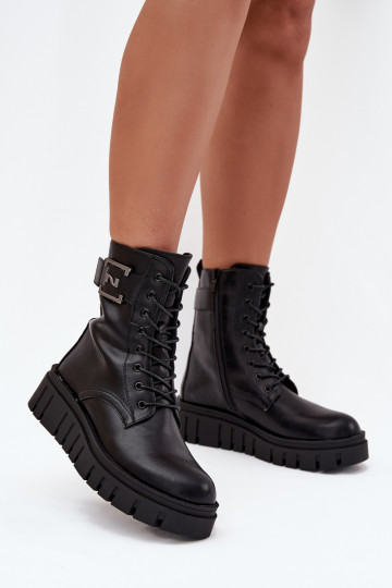 Women's platform ankle boots with decorative detail insulated black Lyrana 2