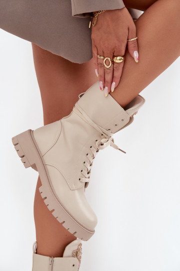 Insulated ankle boots workers with decoration beige Kelilea 2