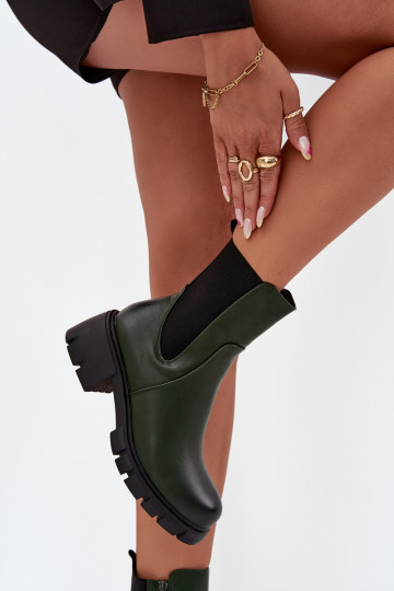 Women Boots On Block Eco Leather Dark Green Kyra 2