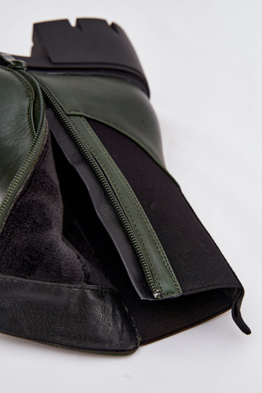 Women Boots On Block Eco Leather Dark Green Kyra