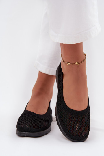 Ladies Mesh Ballerinas In Sporty Style Black Virella