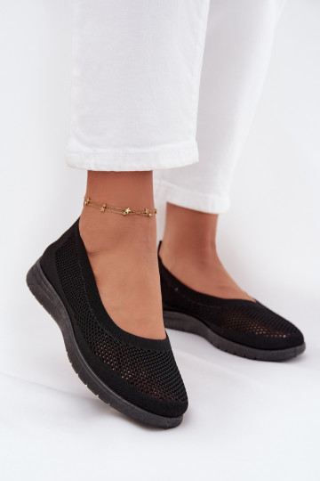 Ladies Mesh Ballerinas In Sporty Style Black Virella 2