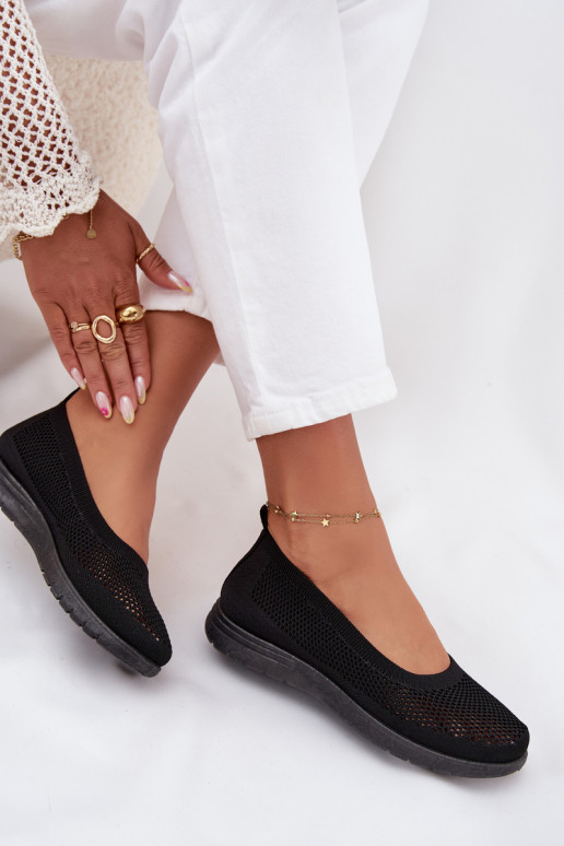Ladies Mesh Ballerinas In Sporty Style Black Virella