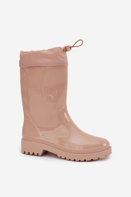 Beige Women's Rain Boots With Elastic Kessia Beige Women's Rain Boots With Elastic Kessia