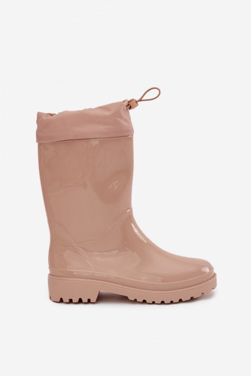Beige Women's Rain Boots With Elastic Kessia Beige Women's Rain Boots With Elastic Kessia