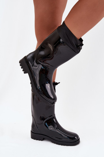 Women's Rain Boots With Drawstring Black Kessia