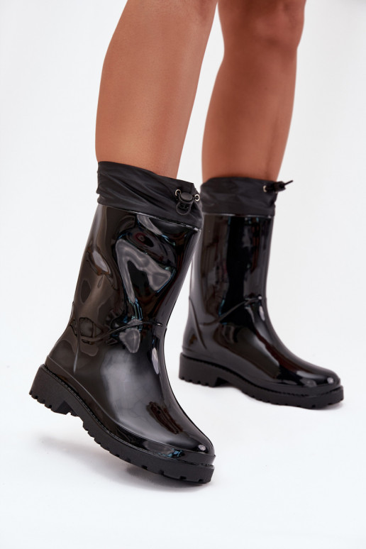 Women's Rain Boots With Drawstring Black Kessia Women's Rain Boots With Drawstring Black Kessia