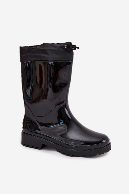 Women's Rain Boots With Drawstring Black Kessia Women's Rain Boots With Drawstring Black Kessia